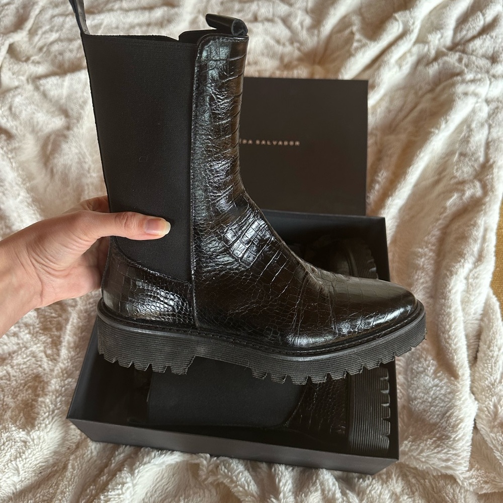 Freda Salvador Eli Boots Black Croc
